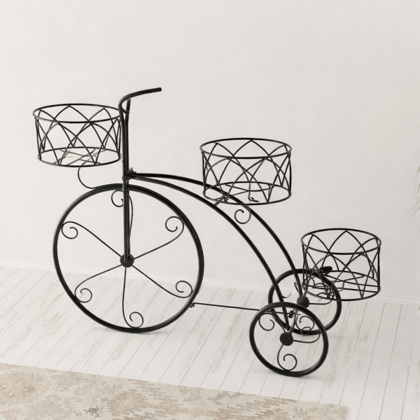 Wooden Twist Garden Cart Planter Stand Tricycle Plant Holder - Ideal for Home, Garden, Patio